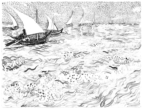 Boats At Saintes Maries By Van Gogh Coloring Page